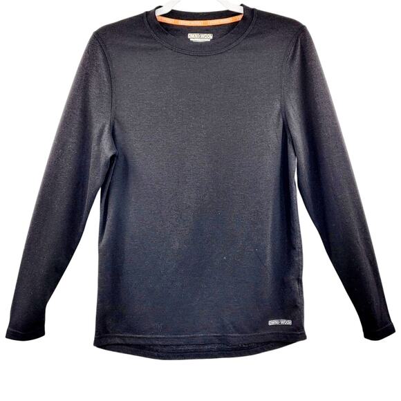 Omni Wool Black Wool Blend Black Long Sleeve Base Layer T-Shirt Men’s Size Small - Picture 1 of 7